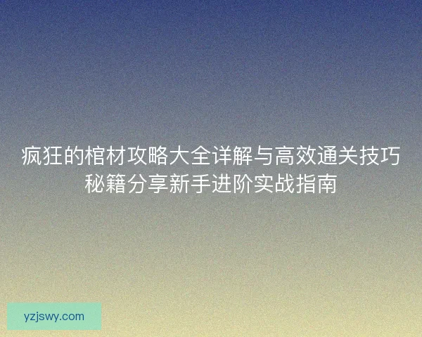 疯狂的棺材攻略大全详解与高效通关技巧秘籍分享新手进阶实战指南
